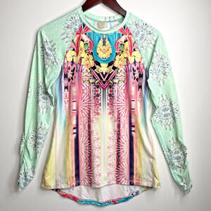 Calia by‎ Carrie Underwood Rash Guard Top Small Hawaiian Ruched Surf Beach Swim